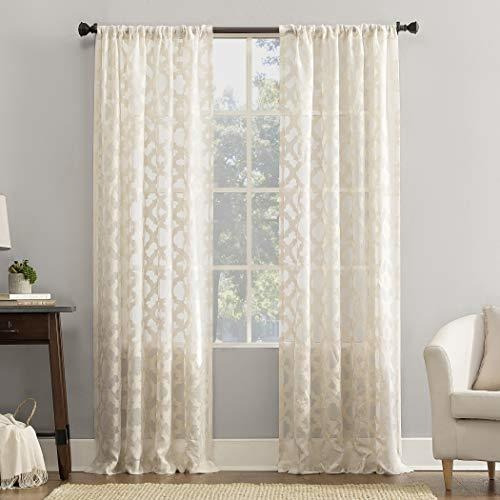 Yvette Trellis Jacquard  Panel De Cortina Transparente ...