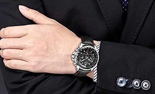 Imagen 7 de 7 de Megir Mens Militar Reloj Deportivo Moda Cuero Casual Luminos
