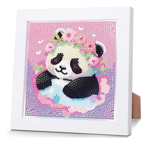 Kit De Pintura De Diamante Panda Para Niños Con Marco, Art.