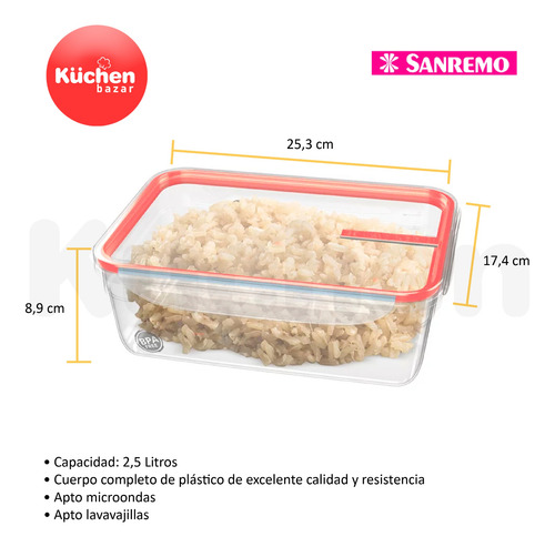Taper San Remo Freshy Hermetico 2,5 L Plastico Cuotas