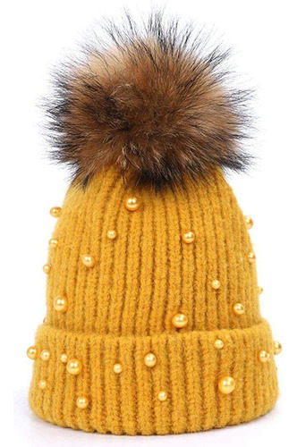 Gorro Punto Invierno Mujer Y Niña, Gorro Cálido Con Bola Y