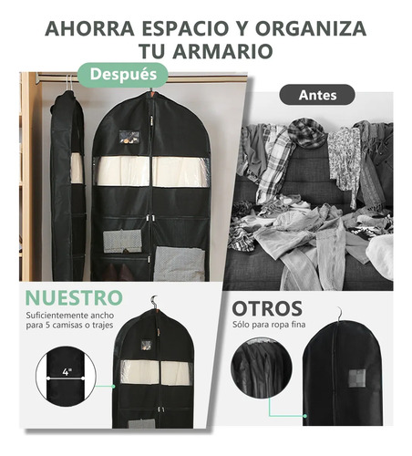 Juego De 3 Bolsas Para Trajes, 60 X 130 Cm, Funda De Vestido