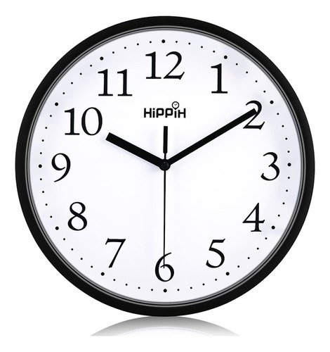 Reloj De Pared Hippih De Cuarzo, Silencioso, Color Negro, Re