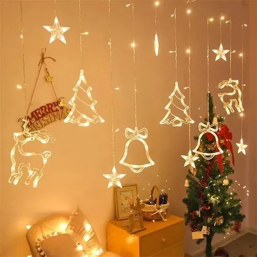 Varal Cortina Luzes Led Decoração Natal Papai Noel Arvore De Varal Cortina Luzes Led Decoração Natal Papai Noel Arvore De