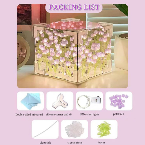 Diy Espejo Led Cube Tulipanes Lamparas Led Lamparas De Noche