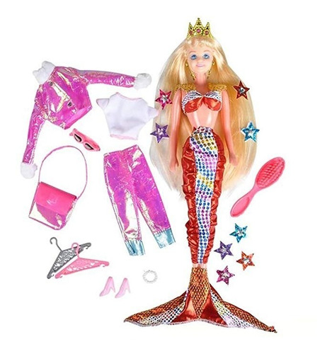 Kidsco Sirena Muñeca Con La Moda Y La Ropa De La Princesa Co