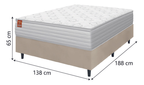 Cama Box Casal Molas Ensacadas Real Branco / Bege