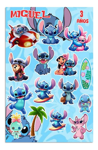 Stickers Fiesta Personalizados X8 Planillas Pack A Elegir Lilo Y Stitch