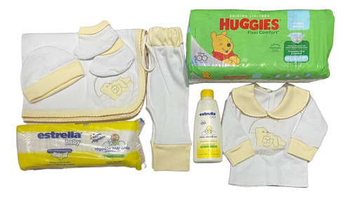 Conjunto Recien Nacido Pañal Huggies Oleo Y Algodon