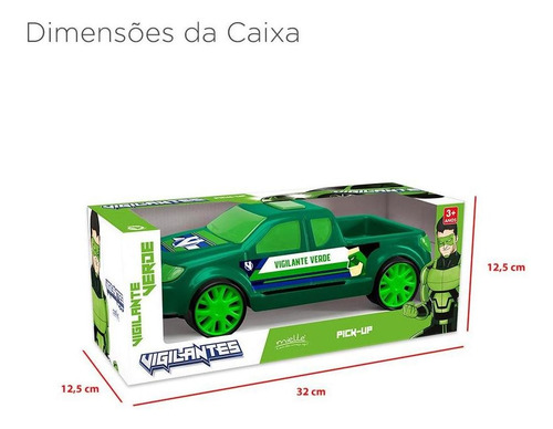 Imagem 4 de 5 de Carrinho Pickup Vigilante Verde Brinquedo Menino Mielle