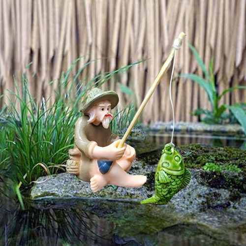 Hjb Figura De Pescador En Miniatura For Casa De Muñecas.