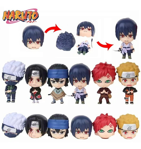 Imagen 2 de 6 de Set Figuras Cabezonas Naruto Shippuden Desarmables