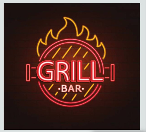Letrero Led Neon Grill Bar Restaurant Ancho 45cm Luminoso
