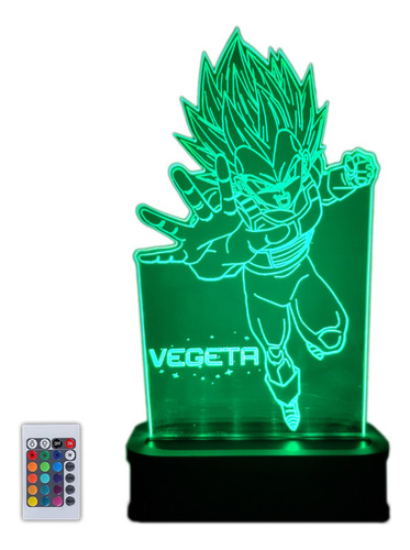 Lámpara Dragon Ball Vegeta Acrilico Led Multicolor Velador