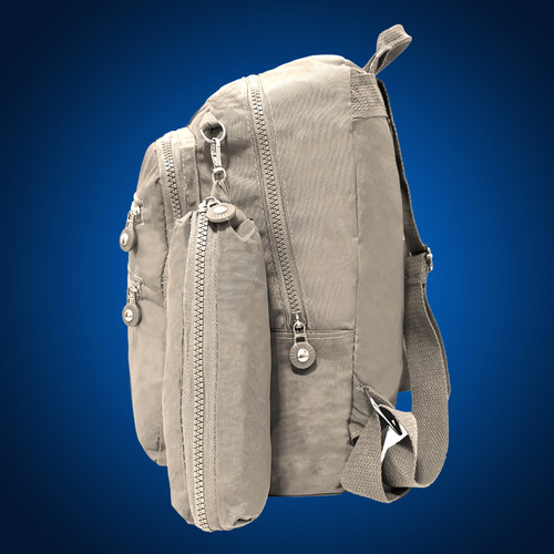 Mochila Bolsa Escolar Passeio Feminina Resistente C/ Estojo Cor Bege Desenho Do Tecido Lisa