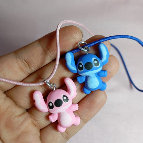 Colares Best Friend Lilo Stitch Angel Disney Azul Rosa Cor Azul E Rosa