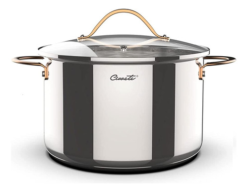 Ciwete 8 Quart Stock Pot, 3 Ply Stainless Steel Cooking Stoc