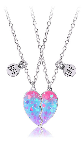A 1 Par Collares Corazón Lindo Magnético Bff Bff Collares