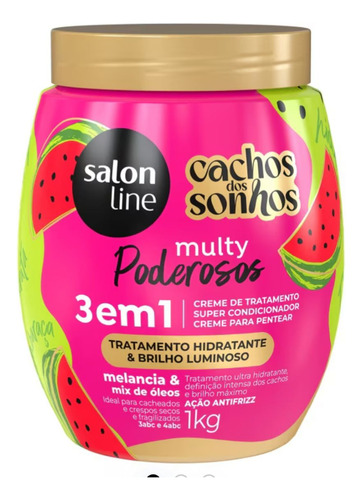 Creme De Tratamento Melancia 3 Em 1 Cachos Dos Sonhos Multy