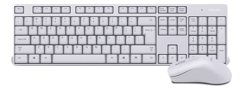 Kit de teclado y mouse inalámbrico Philips C501 Español Latinoamérica de color blanco