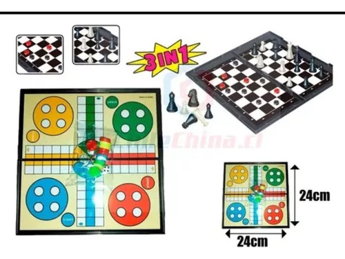 Juego De Mesa Magnetico 3 En 1 Ludo Damas Ajedrez Entrete