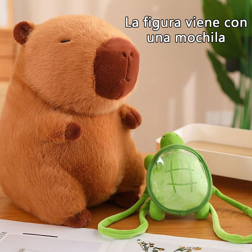 Capybara Peluche Juguete Capibara 45cm Con Tortuga Mochila
