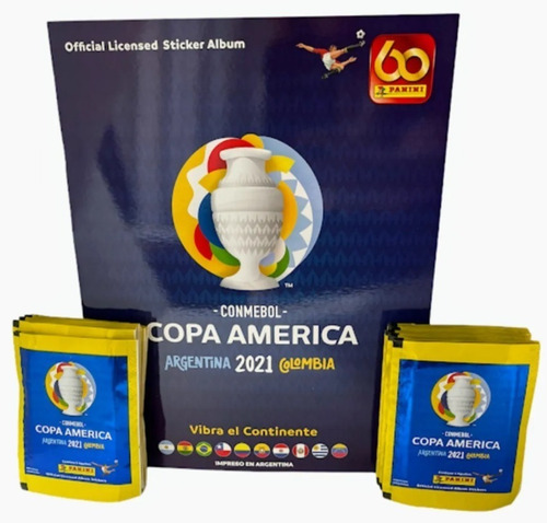 Copa América 2021 Álbum Tapa Dura + 2 Paqueton (100 Sobres)