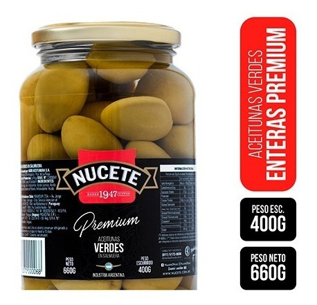 Imagen 2 de 3 de Combo Aceitunas Verdes Premium Nucete 660 Gr X 3