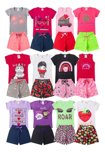 Kit Conjunto Infantil Verão 10 Peças Feminino Barato Premium