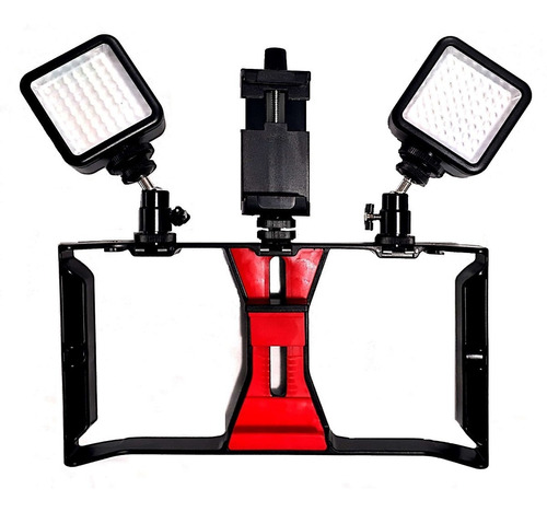 Soporte Estabilizador Celular Con 2 Luces Led Y Clip Celular