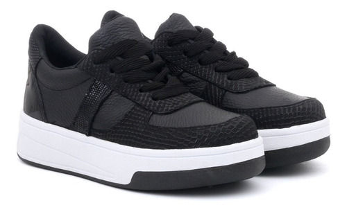 Imagen 2 de 6 de Zapatillas Cuero Combinada Urbanas Sneakers Plataforma Mujer