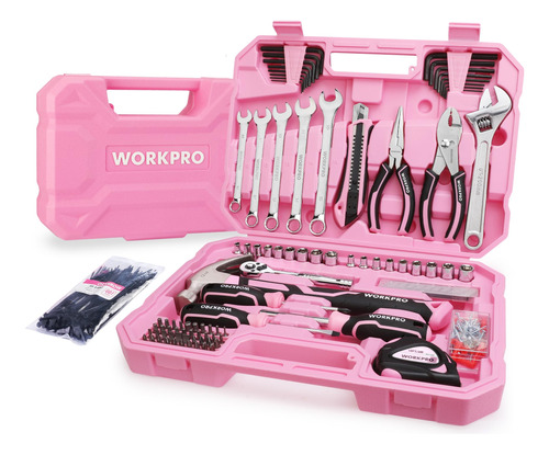 Workpro Kit De Herramientas Para El Hogar Rosa, Juego De Her