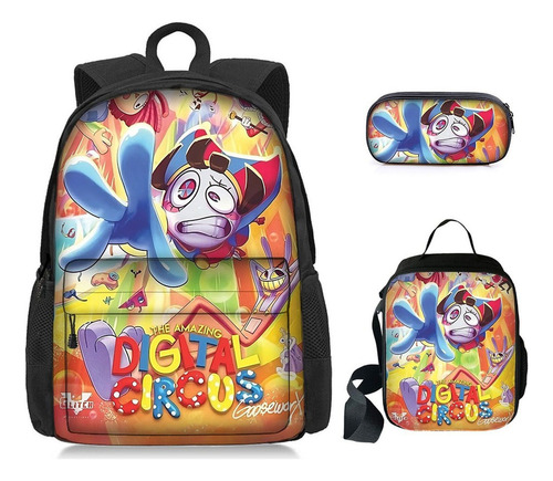 Mochila Con Accesorios The Amazing Digital Circus 3 Pcs