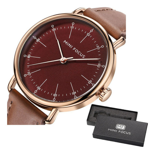 Reloj Mini Focus Simple De Cuero De Cuarzo Para Hombre