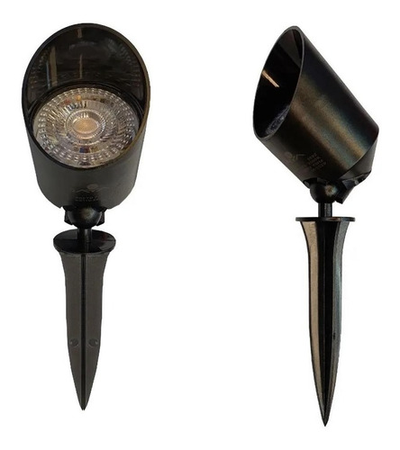 Imagem 3 de 5 de Luminária Spot Led Espeto P/jardim Lâmpada Cob Luz Verde 7w