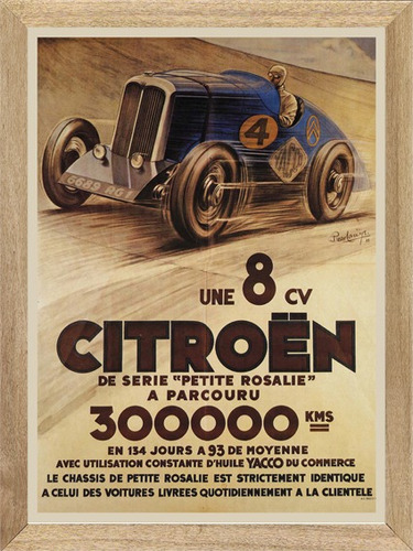 Citroën 8cv Record Cuadro Publicidad Poster Cartel B246