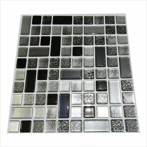 Pastilha Adesiva Resinada Kipastilha Cod H400 Pb Cor Aço Escovado, Preto