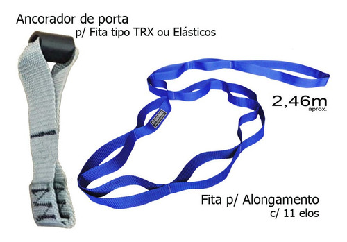 2 Fita De Alongamento + 2 Ancorador De Porta Trx Fit Suspens
