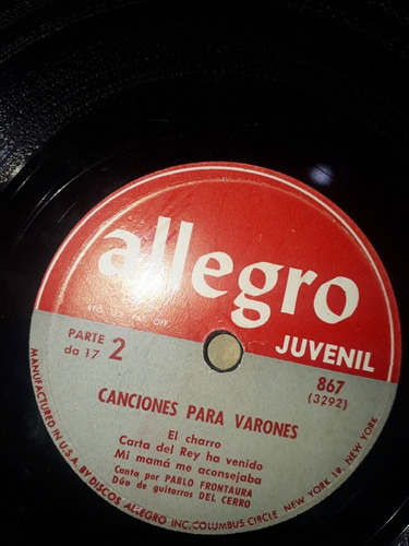 Canciones Para Varones Pablo Frontaura 78 Rpm