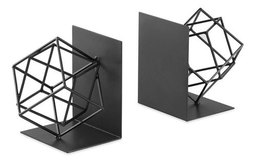 Aparador De Livros Cubo Geometrico Em Metal Preto