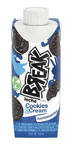 Leche Deslactosada Break Cookies & Cream 330 Ml 24pzas