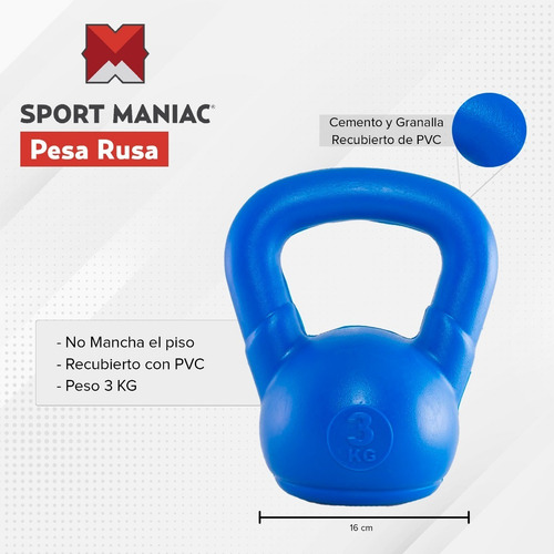 Imagen 3 de 7 de Kit Sport Maniac Colchoneta Tobilleras Step Pesa Rusa 3kg