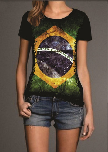 Blusa Fem. 5%off Bandeira Do Brasil Insana Top Linda Premium