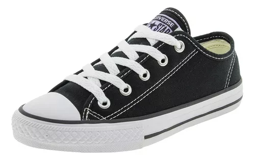 All Star Preto Infantil Cano Baixo Lona Original