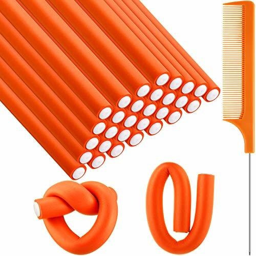 30 Ruleros Varilla Flexible 24 X 1.8cm Goma Naranja +peine