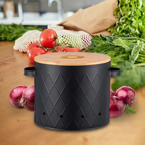 Contenedor De Almacenamiento De Patatas Y Verduras De Negro