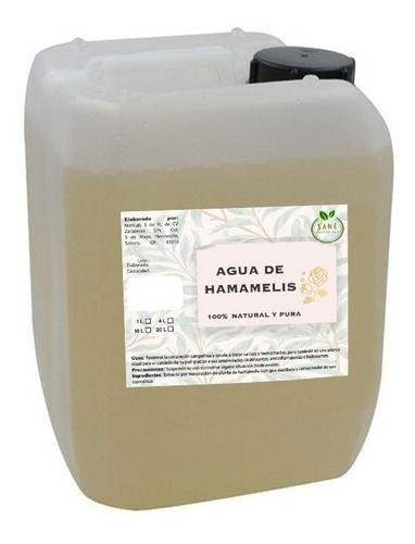 Agua De Hamamelis 100% Natural - Tónico Facial 20 Litros Tipo de piel Todo tipo de piel