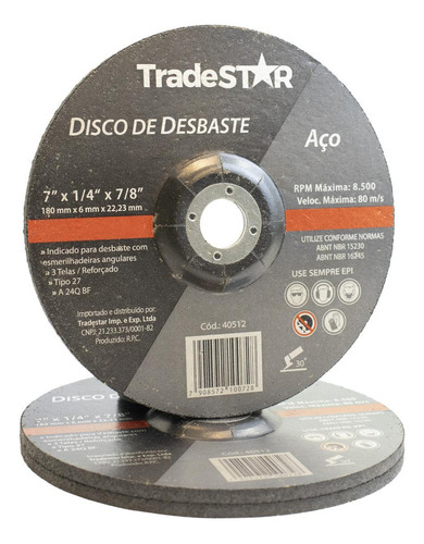 Disco De Desbaste Metal 7 Pol 180 X 6 Mm