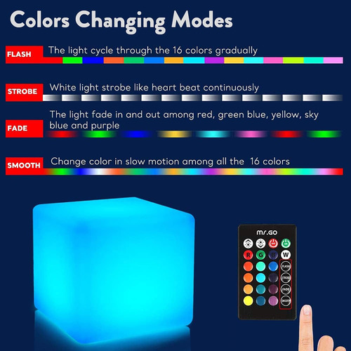 Cubo De Luz Led Recargable Y Impermeable, Para Interiores Y