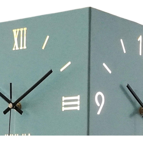 Reloj De Pared De De Doble Cara Con Adorno Silencioso Azul